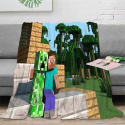 Lämmin talvifleecepehmo Minecraft-teema flanellihuopa, paksu huopa silkkisen pehmeä ja lämmin huopa syksyn talveksi K-14 50x40in 125x100cm