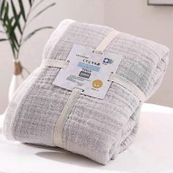 100% puuvillainen musliinihuopa aikuisille 6-kerroksinen hengittävä musliinihuopa kevyt vuodehuopa pehmeä puuvillahuopa kaikkina vuodenaikoina harm...
