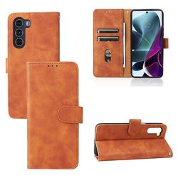 Etui til Motorola Moto Edge S30 Cover Premium læder med kortholder Flip Folio magnetisk etui etui coque - sort Brown
