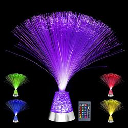 Kuituoptisen lampun väriä vaihtava kristallipohja kaukosäätimellä - USB / akkukäyttöinen kuituoptinen keskipiste aistinvarainen valo