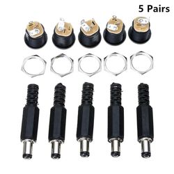 10Pcs 12v 3a 5,5 x 2,1 mm plast mandlige stik + dc-022 dc stikkontakt kvindelige jack skrue møtrik panel mount stik dc022 5,5 * 2,1 mm Mand-en-5kit