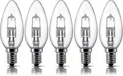 E14 42w halogeenikynttilälamput, pieni Edison-ruuvilamppu (ses) lämmin valkoinen himmennettävä 5 kpl pakkaus