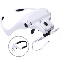 Coosilo Usb genopladelig led lampe hovedmonterede læsebriller forstørrelsesglas med 5 multipla