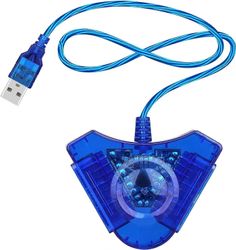 Sztxj Sininen kaksois-USB-sovittimen muunnoskaapeli Sony PS1: lle PS2 langallinen ohjain peliohjaimen joystick PC-kannettavaan tietokoneeseen