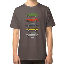 RockShark Saab Klassisk bil oversigt Illustration T-shirt sort L