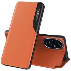 For Honor 200 Pro 5G Case PU nahkainen puhelimen kansi, jossa on näkymä ikkunatelineeseen Oranssi