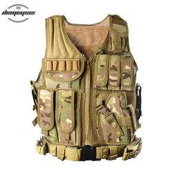 Politi Taktisk Airsoft Vest Udendørs Camouflage Militær Body Armor Jagt Molle Vest med Gun Hylster MULTICAM