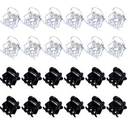 Linkrunning Mini hårklemmer Plastik hårkløer Pins klemmer til piger og kvinder (24 stykker, sort og klar) 0.6 inch