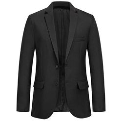 Cloudstyle Herre Classic Business 2 Button ensfarvet blazer Sort L