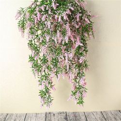 Witdreamer 2stk kunstig vedbendblomst hængende plantevinstokke til bryllupsvæg Festværelse Hjemmekøkken Pink