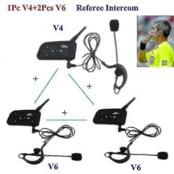 3kpl V6 V4 Full Duplex kaksisuuntainen sisäpuhelinlisävaruste jalkapallotuomari Valmentaja Tuomari Arbitro Football Ref