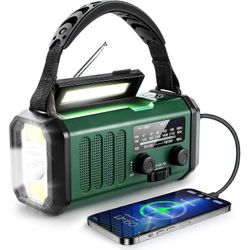 Hätäradio, 10000mAh akku, NOAA/AM/FM-radio, kampidynamo, aurinkoenergia, USB Type-C -lataus, taskulamppu, LED-lukuvalo, SOS-hälytys, kompassi retke...