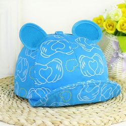 Forår Efterår Blød Baby hat i hele bomuld Dejlig tegneserie Mus Øre Børn Baby Hat Solhætte Palm Print Cap Baby Tilbehør