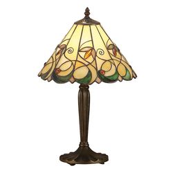 Interiors 1900 Lighting Jamelia 1 lys lille bordlampe Tiffany Glas, Mørk Bronze Maling med højdepunkter, E27