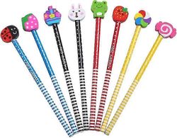 50 kpl lyijykynä- ja kumisarja, lyijykynät, joiden päässä on kumitSatunnainen väri
