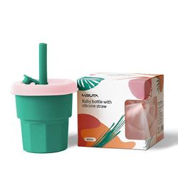 Gangxun Foldbar silikone kop sippy kop med halm, spild bevis og skridsikre håndtag, ingen Bpa, ubrydelig, Kids Bambus Cups - Kids Baby Cups med Sil...