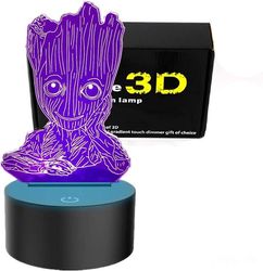 Wekity Shxx Groot 3d Yövalo, lapset 7 Väri koskettaa sisustusta Pöytävalo, optinen illuusio 7 väriä Muuttuvat joulu syntymäpäivälahjat 3d9l-24