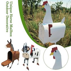 Tianzun Unik Horse Cow Chicken Postkasse, søte morsomme dyr Postkasse, Værbestandig postkasse for Farm Garden Yard Decor Hest