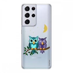 Crazy Kase Skrog til Samsung Galaxy S21 Ultra 5g i silikone fleksibel 1 mm, Moonlight Owls
