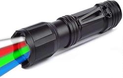 Led-taktinen taskulamppu punaisella sinisellä valkoisella valkoisella, 4 väriä 1 vedenpitävässä monitoimisessa zoomattavassa lampussa, joka on yhte...