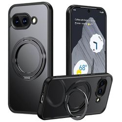 Google Pixel 9a -kotelolle, joka on yhteensopiva MagSafe TPU akryylimetallisen jalustan kanssa Mattapintainen Puhelimen Kuori - Musta Monivärinen B...