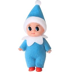 Waytogo Christmas Naughty Baby Elf Doll Felt Oranments På hyllen Elf Toy Children Kids Xmas Gift Blå