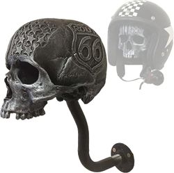 Helmet Holder Motorsykkel hodeskalle hjelm holder veggmontering, flerbruk avtagbar hodeskalle / skjegg hjelm rack, harpiks håndverk hjelm stativ FK