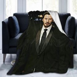 Kerota TR510 Keanu Actor Reeves -huopa, erittäin pehmeä kevyt flanellifleece-heittopeitot Lämmin ilmastointi Huopa sohvalle vuodesohva-musta 80x60i...