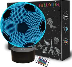 Lasten yövalo jalkapallo 3D-optinen illuusiolamppu kaukosäätimellä 16 väriä Jalkapallon syntymäpäivän vaihtaminen Joulun ystävänpäivän lahjaidea Sp...