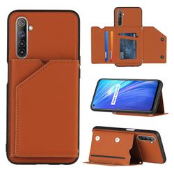 Gangxun Sag For Realme 6 Vintage Cuir Cover Læder sag Kofanger - Marron