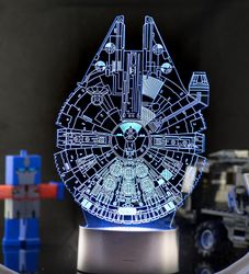 Star Wars Lampa 3d Night Light Millennium Falcon, Stora Star Wars Gåvor för män och barn, perfekt födelsedagspresent till Star Wars Decor Rom Fans