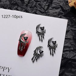 Retro Dark Punk 3d Nail Art Charms Alloy Tips Skull Rhineston Decor Halloween H1227