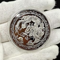 Uclac Ny Dragon Guldmynt Minnesmynt Kina Maskot Drake Guldpläterade Mynt Samlarobjekt Art Challenge Medalj Nyårsgåvor Silver A