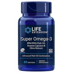Life Extension Käyttöiän pidentäminen Super Omega-3 EPA/DHA seesamilignaaneilla ja oliivihedelmäuutteella, 60 pehmeää geeliä (1 kpl pakkaus)