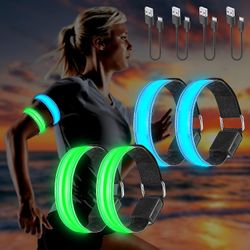 Led armband Usb, 4 stycken Led Reflekterande Band Lysande Armband Löparmband Ljusband Barn Lysande Band Reflekterande Band Ljus För Jogging