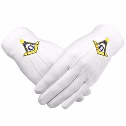 Bricks Masons Masonic handsker gul firkantet kompas med g maskine broderi Xl
