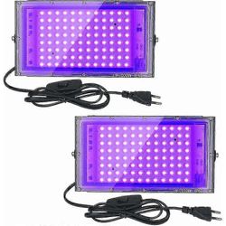 2kpl 100w UV-LED-valonheitin Blacklight Ip65 vedenpitävä, ultravioletti LED-lamppu, efektivalaistus akvaarioon, juhlat, neonmaalaus, loisteputkijul...