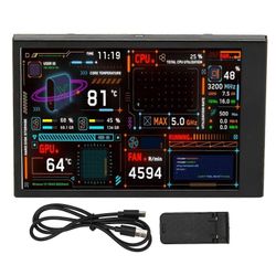 Tietokoneen lämpötilamonitori 3,5 tuuman IPS himmennettävä Dual USB C -teemaeditori Muokattava PC-suorittimen datamonitori GPU RAM -aikaa varten