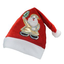 Christmas Bow Elk Gevirer Broderet Santa Hat Far Rød flip bue