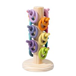 Lapset Puu Moniväriset Renkaat Taaperoille Lajittelurenkaat Värien sovitus Leikki Aivoharjoittelu Soittosoittopeli Macarons