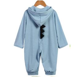 Liltop Dinosaur Kostume Nyfødte Baby One Piece Hætteklædte Romper buksedragt Playsuit Blå 12 Months