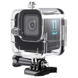 Yhteensopiva GoPro Hero 11 Mini vedenpitävä kotelo Kirkas muotoilu PC + karkaistu lasi + ruostumattomasta teräksestä valmistettu kotelokotelo Kamer...