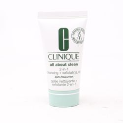 Clinique Allt om ren 2-i-1 rengöring + exfolierande gelé 1.0oz Ny 1.0 oz