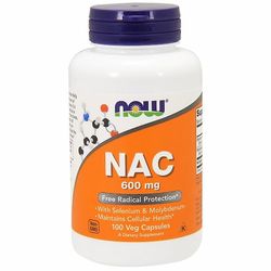 Now Foods Nac-asetyylikysteiini (NAC), 600 mg, 100 korkkia (1 kpl pakkaus)