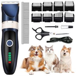 Pro Silent Pet Hair Grooming Clipper Trimmer Shaver Dog Electric Shaver Set Uk