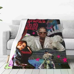 Kerota Elton John Flanell Peitto Laadukas Lämmin Pehmeä Musiikki Kiertue Juliste Heittää Peitto Talvi Matkustava Sohva Sänky Hauska Päiväpeite 150x...