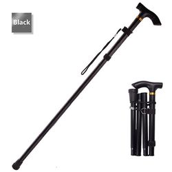Ultralet 4 sektion justerbare stokke aluminiumslegering folde walking sticks En sort
