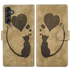 Samsung Galaxy S25/S24 lompakkopuhelimen kotelolle Söpö kissapainatus PU nahkainen läppäkansi Monivärinen Light Brown