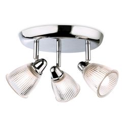 Firstlight Lighting Echo 3 Light Badeværelse Flush Light Chrome med klar ribbet glas IP44, G9