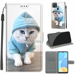Foxdock Sag til Oppo A15/a15s kat i en hat magnetisk moblie taske
